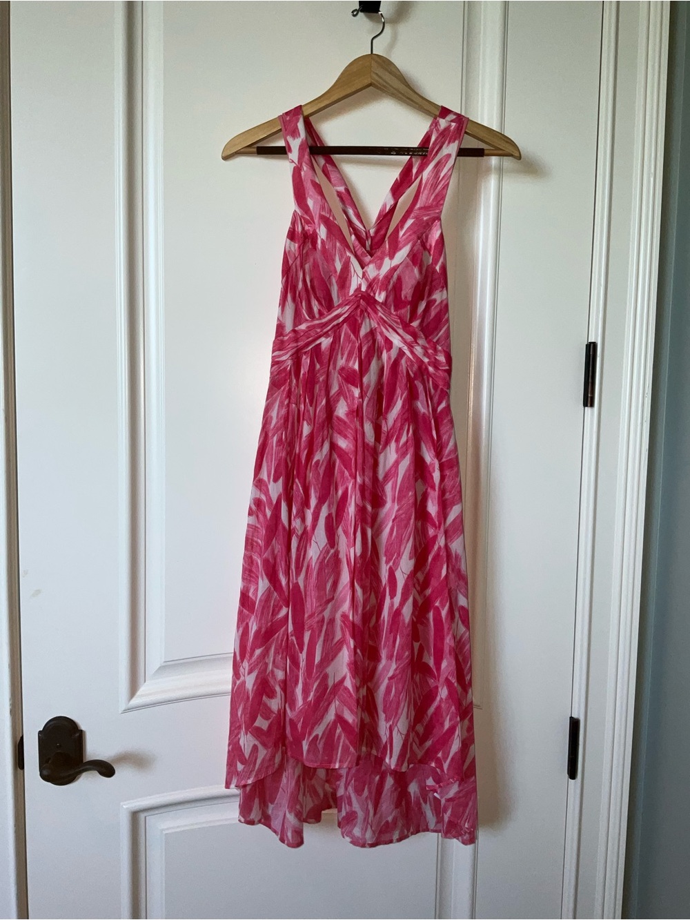 Pink Printed High-Low V-Neck Maxi Dress